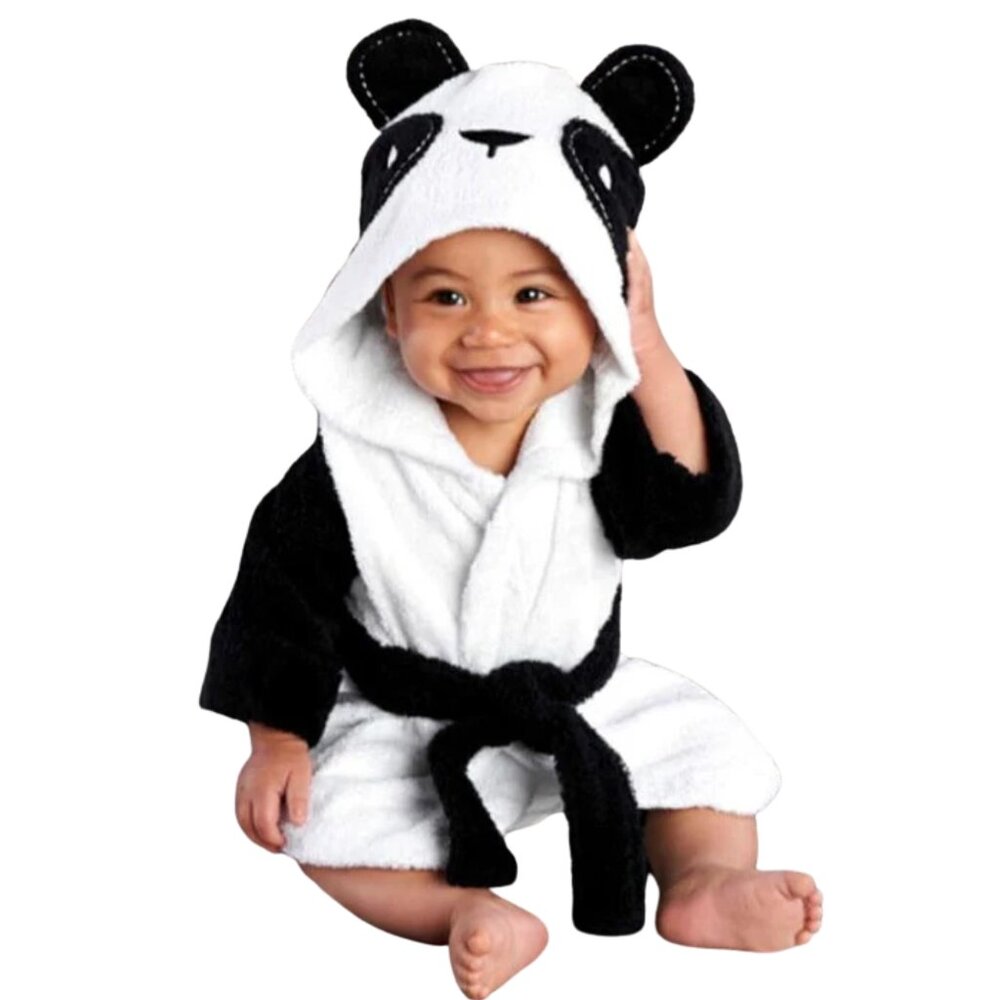Toddler Panda Hooded Bathrobe 100% Cotton Size 90 2T Unisex